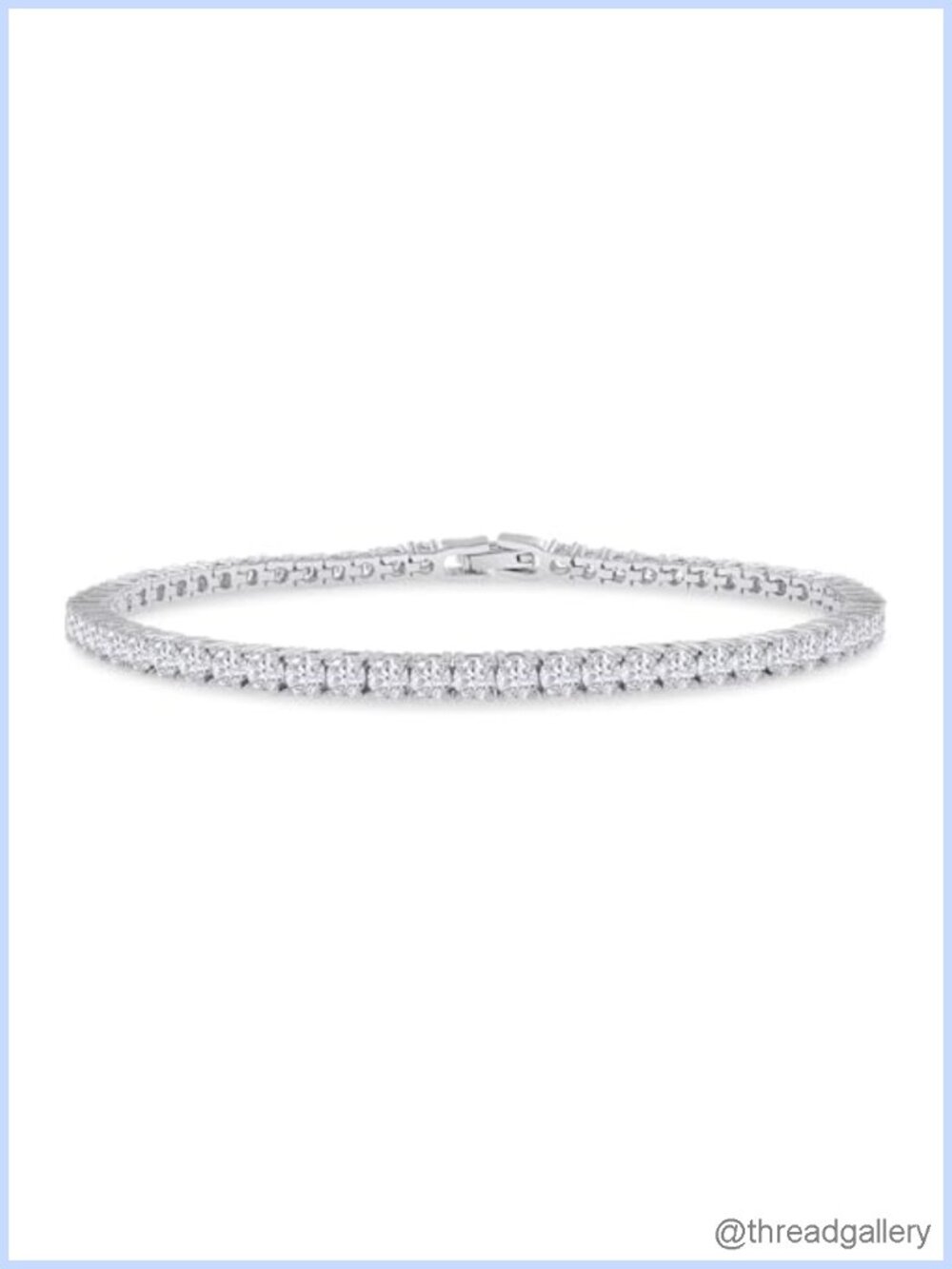 Moissanite Tennis Bracelet 18K White Gold Plated Stackable 3mm Round